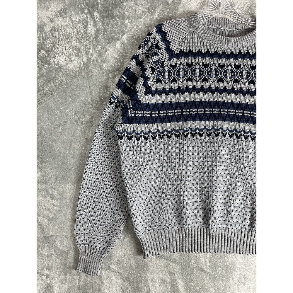 Vintage 80s 90s Crew Neck Grandpa Sweater Mens XL Gray Grunge Retro Academia - Picture 3 of 12